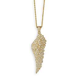 14k Yellow Gold Overlay Angel Wing Necklace  Overstock