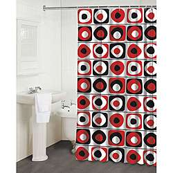 Vintage Squares Red Shower Curtain  