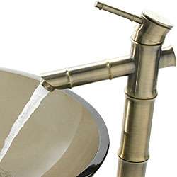 Kraus Clear Brown Glass Sink/ Bamboo Bathroom Faucet  