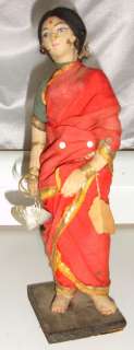 Antique Old Asian Indian Doll Woman Cloth/Straw 11 Madarasi  
