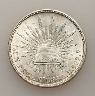 Mexico 1898 1 Silver Peso NGC Graded MS 63  