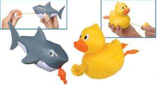Pull String Shark or Duck tub toy water play fine motor  