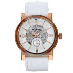 Fossil Mens White Strap Automatic Watch  