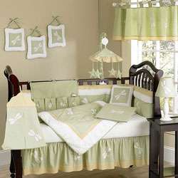 Dragonfly Dreams 12 piece Green Crib Bedding Set  