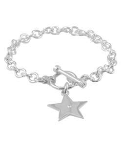 Sterling Silver Star Toggle Bracelet with Diamond Accent   