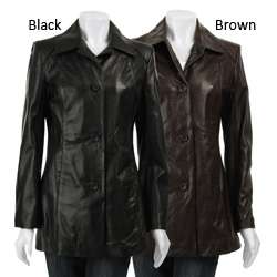 Izod Womens Brown Leather Walker Coat  