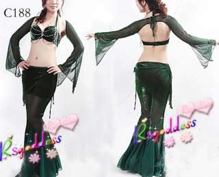 Quality belly dance 4  pics costume top bra&pants belt  