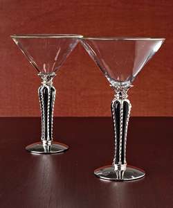 Wallace Royal Black Onyx Vintage Estate Pair of Martini Glasses 