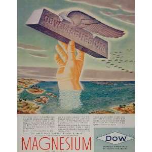 1943 Ad Dow Chemical Magnesium Flying Ingot WWII WW2   Original Print 
