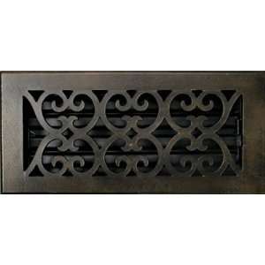  Traditional Scroll Floor Register with Louvers   4 x 12 