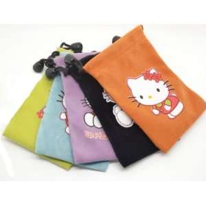  Hello Kitty Drawstring Velvet Pouch Bag (5 Bags 