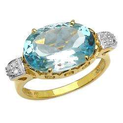   Sterling Silver Blue Topaz and Diamond Accent Ring  Overstock