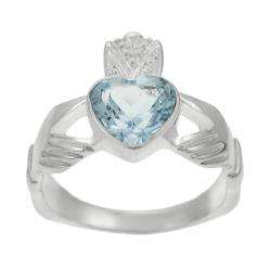 Sterling Silver Blue Topaz Claddagh Ring  Overstock