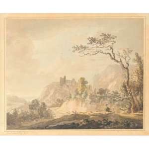   20 inches   Italianate landscape with a figure in