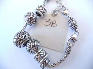 Brighton ABC Starter Slide Bracelet w/ 7 Silver Beads Retail $100 
