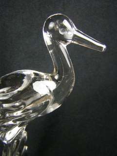 1947 1953 Cambridge Glass Crystal HERON Flower Frog with Ribbed Base 