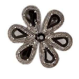  Twilight Bloom Clasp 1 3/8 Black Jet/Silver By The Each 