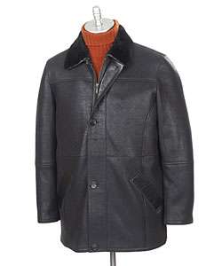 Aston Shearling Mens Leather Coat with Shearling Lining   