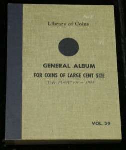 LIBRARY OF COINS GENERAL ALBUM FOR COINS OF LARGE CENT SIZE  NO COINS 