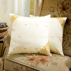   Sari Fabric Cream Decorative Pillow Covers (India)  Overstock