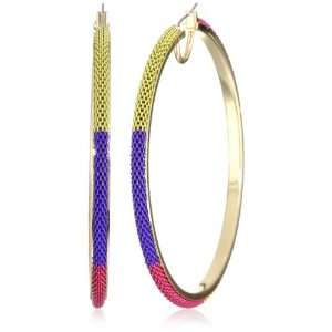    BCBgeneration Pink Toned Color Block Chain Hoop Earrings Jewelry