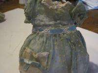 Old Doll Dress Madame Alexander Dotted Ribboned 5 1/2 Long Tag  