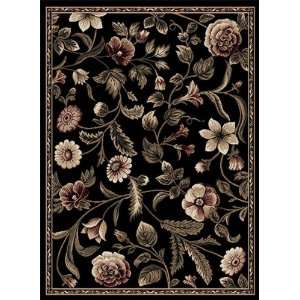   Optimum Black Floral 19 x 72 Runner Rug (11029)