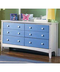 Blanca White & Blue 6 drawer Dresser  
