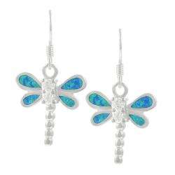 Sterling Silver Blue Opal Dragonfly Earrings  