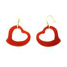 14KT YELLOW GOLD   RED JADE HEART SHAPED DANGLE EARRING