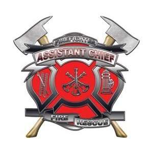   Red Firefighter Maltese Cross Decal with Axes REFLECTIVE Automotive