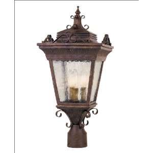  Post Lantern   Rustic Bronze Finish  Clear Seeded Glass 