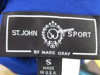 ST. JOHN SPORT Blue Gold Zip Up Blazer Jacket Sz S  