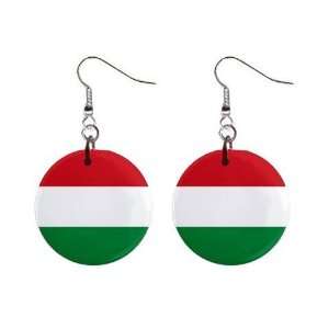 Hungary Flag Button Earrings