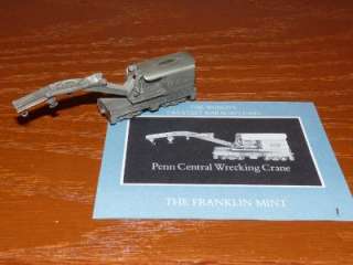 1989 FRANKLIN MINT PEWTER TRAIN CAR PENN WRECKING CRANE  