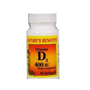  Vitamin D D3 400 IU Dietary Supplement 30 Softgels