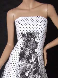   Print Strapless Whites Flirty Polka Dots Club Dress 05141 US Size 10