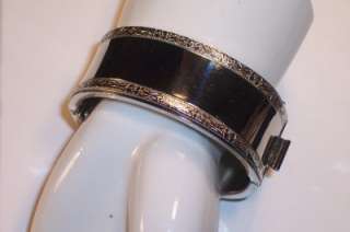 Vintage High End Enamel Hinged Bracelet~Flower Design  
