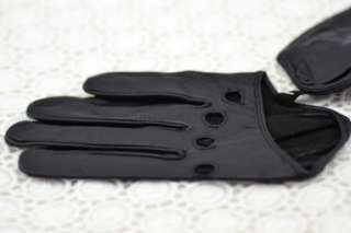 New four holes black 100% real goat leather half gloves  