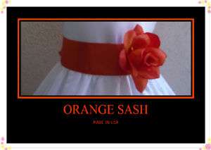NEW ORANGE SASH BELT MATCH WEDDING FLOWER GIRL DRESS  