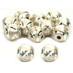    Sterling Silver Diamond Cut Barrel Beads 12pc