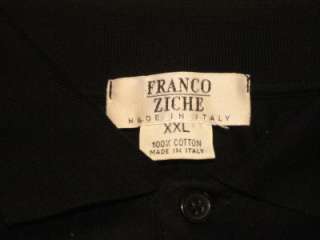 Mens Casual Shirt Franco Ziche Polo Made in Italy Size XXL Black 