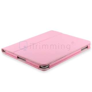   FOR IPAD 2 G PINK LEATHER CASE+DOCK PLUG+STYLUS+GUARD+HEADSET  