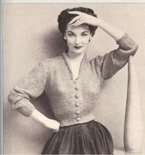 Vintage Ribbon Shortie Sweater Jacket Knitting PATTERN  