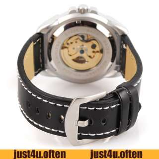 Fashion Cool Black New Design Self Wind Mens Auto Wristwatch Golden 