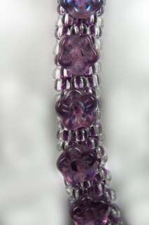 Designer Bead Crochet Bracelet with flower beads Purple  
