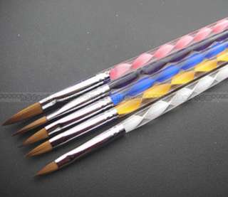 5pcs 2 Ways Acrylic Nail Art Pen Brush Cuticle Pusher  