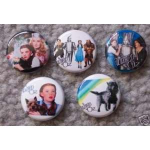  Set of 5 BRAND NEW Wizard Of Oz One Inch Buttons / Pins 