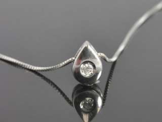   Gold Diamond Solitaire Teardrop Slide Charm Chain Pendant Necklace 17