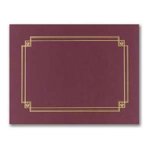  Burgundy Linen Gold Foil Certificate Cover   3 Covers 